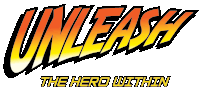 a logo that says unleash the hero within on it