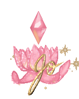 a pink flower with a diamond and a pair of scissors in it