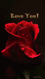 a red rose with water drops and the words " i love you "