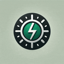 a green circle with a white lightning bolt in the center