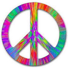 a colorful peace sign with a white background