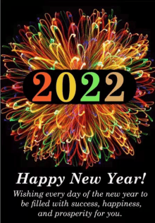 a happy new year greeting card with a fireworks display in the background