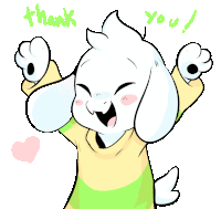 a drawing of a goat with the words thank you above it