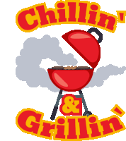 an illustration of a grill with the words chillin ' and grillin '