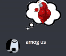 among us has a thought bubble with a picture of a red character in it