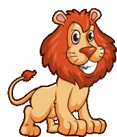 a cartoon drawing of a smiling lion