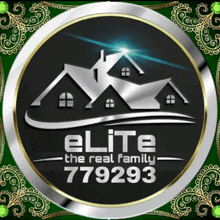 a silver and black logo for elite the real family 779293