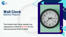 a wall clock with the words wall clock market report written on it