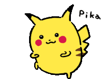 a drawing of a pikachu with the word pika written below it