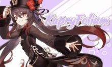 a picture of a girl with long hair and the words kappy folium