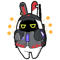 a cartoon of a bunny with a staff tag on it