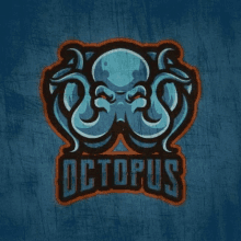 a blue and orange octopus logo with the word octopus below it