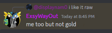 a screenshot of a conversation between exsyway out and displaynam0