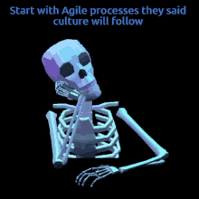 a skeleton with the words start with agile processes they said culture will follow on the bottom