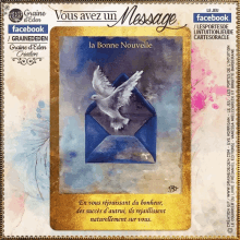 a graine d' eden creation tarot card with a dove in an envelope