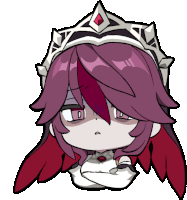 a cartoon drawing of a girl with purple hair and a crown on her head