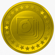 a gold coin with a stack of cds in the center