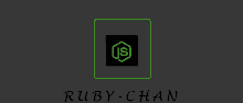 a logo for ruby-chan is shown on a black background .