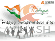 an advertisement for avinash college of commerce shows soldiers and a flag