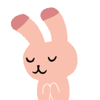 a pink bunny rabbit with its eyes closed and a mustache