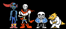 a group of pixel art characters including papyrus and sans