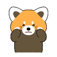 a cartoon drawing of a red panda covering its face with its paws