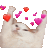 a blurred image of a cat with hearts coming out of its eyes .