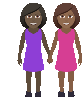 a couple of women holding hands on a white background