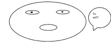 a drawing of a face with a speech bubble saying yo wtf