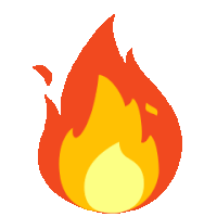 a cartoon drawing of a fire with a yellow center on a white background