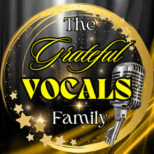 a logo for the grateful vocals family with a microphone in the middle