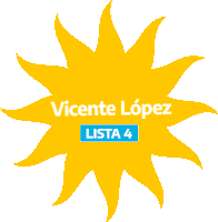 a yellow sun with vicente lopez lista 4 written on it