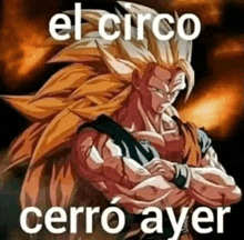 a picture of a cartoon character with long hair and the words `` el circo cerro ayer '' written on it .