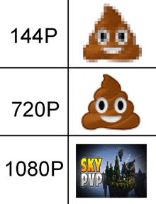 a picture of a poop and a sky pvp game