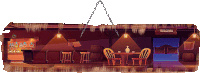 an illustration of a bar with a welcome sign