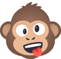 a cartoon monkey sticking its tongue out and smiling