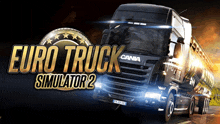 a poster for euro truck simulator 2 showing a black truck