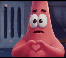 patrick star from spongebob making a heart with his hands