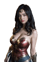 a woman in a wonder woman costume with a tiara on her head