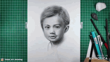 a drawing of a child 's face is being made by animatica