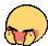 a pixel art drawing of a yellow smiley face with a red mouth .