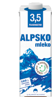 a carton of alpsko mleko has a mountain on the label