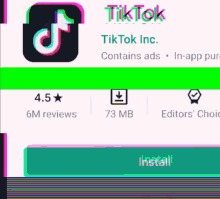 a screenshot of a tiktok app with a button to install