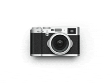 a black and silver camera with a black lens