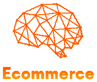 a logo for ecommerce with an orange brain