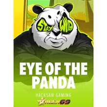 an advertisement for hacksaw gaming features a panda bear