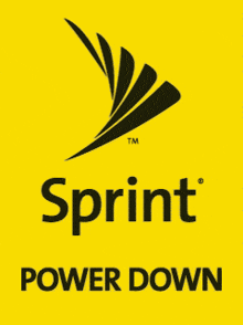 a sprint logo on a bright yellow background