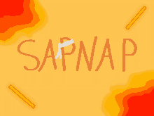 a yellow background with the word sapnap in orange letters