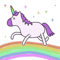 a drawing of a unicorn with a rainbow and stars