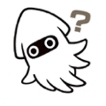 a black and white drawing of a squid with a question mark on its face .